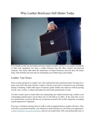 Why Leather Briefcases Still Matter Today