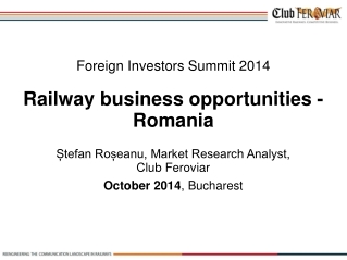 Ștefan Roșeanu, Market Research Analyst, Club Feroviar