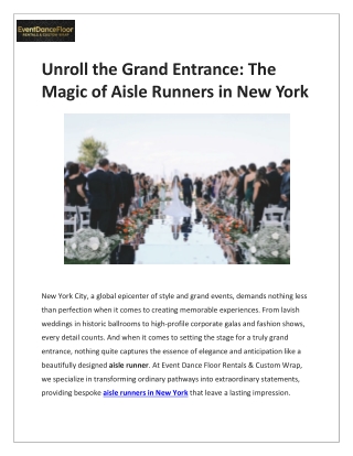 Unroll the Grand Entrance: The Magic of Aisle Runners in New York