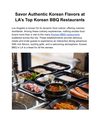 Savor Authentic Korean Flavors at LA’s Top Korean BBQ Restaurants