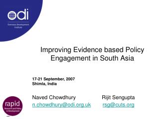 Improving Evidence based Policy Engagement in South Asia