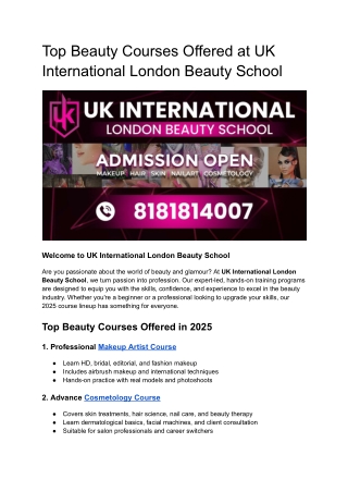 Top Beauty Courses Offered at UK International London Beauty School