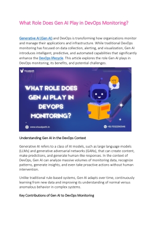 Generative AI For DevOps Training Chennai |  Generative AI