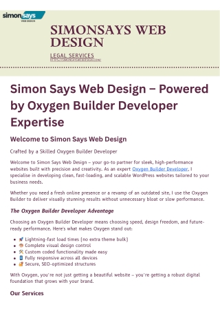 Simon Says Web Design – Powered by Oxygen Builder Developer Expertise