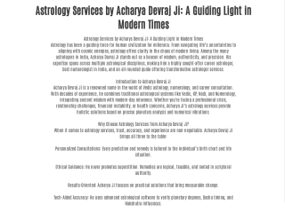 Astrology Services by Acharya Devraj Ji: A Guiding Light in Modern Times
