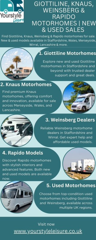 Giottiline, Knaus, Weinsberg & Rapido Motorhomes  New & Used Sales