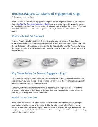 Timeless Radiant Cut Diamond Engagement Rings