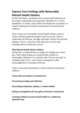 Healing Through Stickers | Mental Health & Therapy Tools