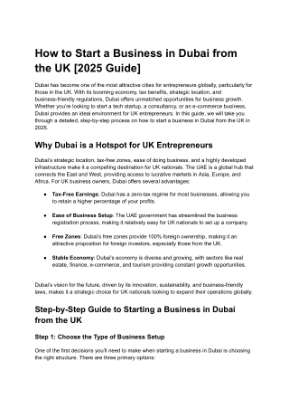 How to Start a Business in Dubai from the UK
