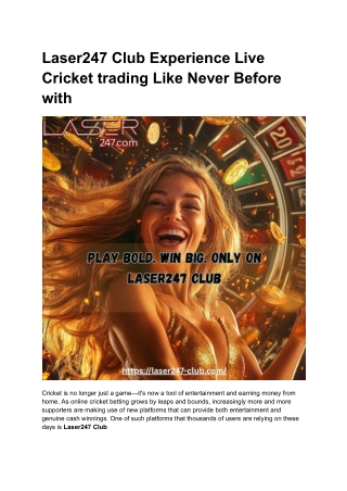 Laser247 Club Experience Live Cricket trading Like Never Before with