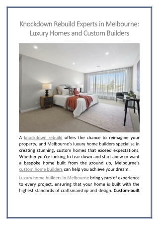 Knockdown Rebuild Experts in Melbourne Luxury Homes and Custom Builders