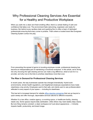 Reliable Commercial Cleaning Services for Your Business