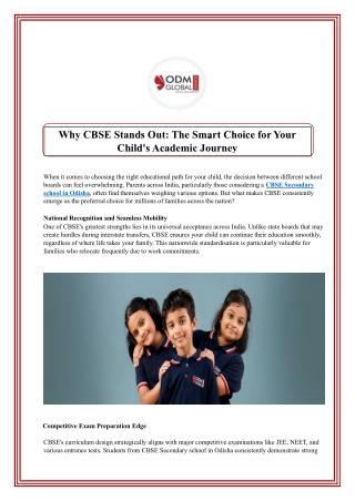 Why CBSE Stands Out The Smart Choice for Your Childs Academic Journey