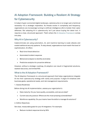 AI Adoption Framework Building a Resilient AI Strategy for Cybersecurity