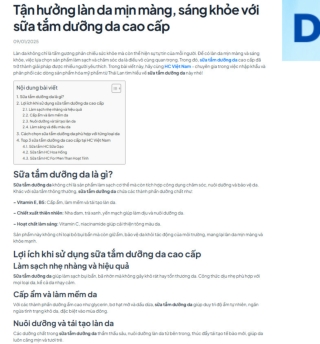 Tận hưởng làn da mịn màng, sáng khỏe với sữa tắm dưỡng da cao cấp
