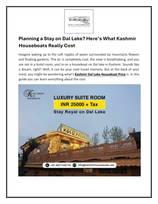 Affordable Kashmir Dal Lake Houseboat Tariff Guide