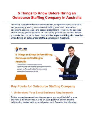 5 Things to Know Before Hiring an Outsource Staffing Company in Australia