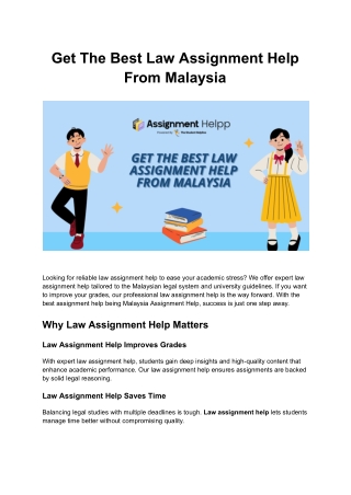 Get The Best Law Assignment Help From Malaysia