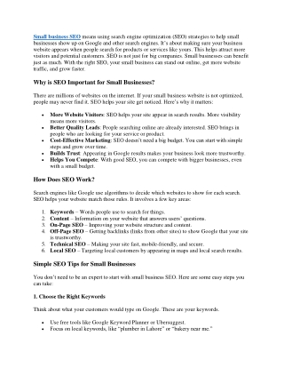 Small business SEO