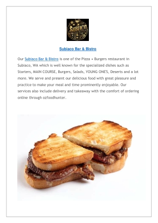 Subiaco Bar & Bistro Menu | Bar Pub Style Food in Subiaco