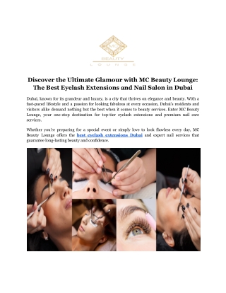 Discover the Ultimate Glamour with MC Beauty Lounge_ The Best Eyelash Extensions and Nail Salon in Dubai
