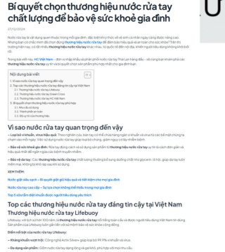 Bí quyết chọn thương hiệu nước rửa tay chất lượng để bảo vệ sức khoẻ gia đình