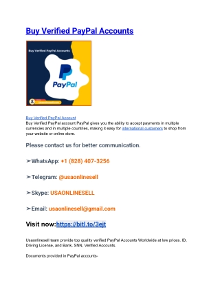 Buy Verified PayPal Accounts in 2025 USA UK CK
