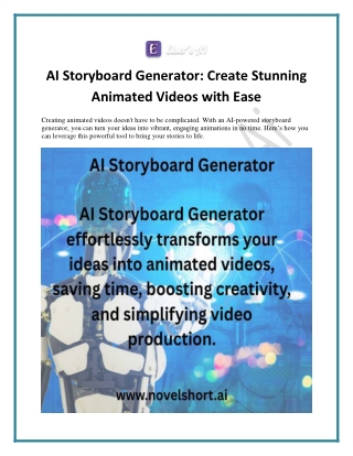 AI Storyboard Generator Create Stunning Animated Videos with Ease