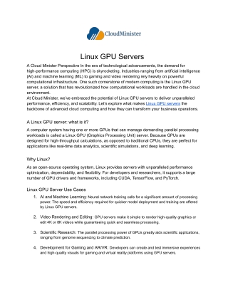 High-Performance Linux GPU Servers for AI, ML, and Rendering – CloudMinister Tec
