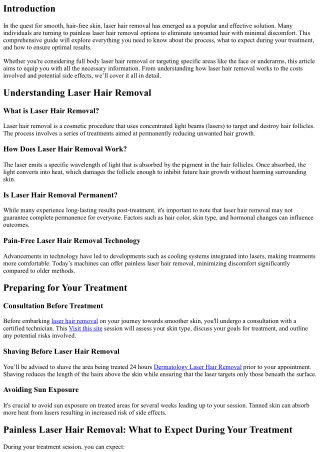 Painless Laser Hair Removal: What to Expect During Your Treatment