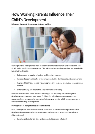 How Working Parents Influence Their Child’s Development