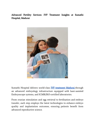Advanced Fertility Services_ IVF Treatment Insights at Sumathi Hospital, Madurai