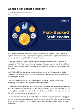 Fiat-Backed Stablecoins: Bridging Traditional Finance and Crypto