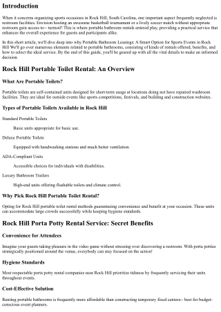 Portable Restroom Rentals: A Smart Choice for Sports Occasions in Rock Hill