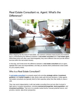 Real Estate Consultant vs. Agent: What's the Difference?