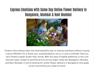 Express Emotions with Same Day Online Flower Delivery in Bangalore, Mumbai & Navi Mumbai