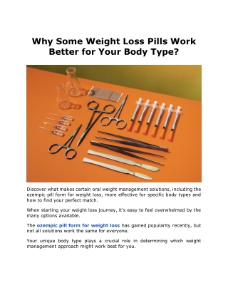 Why Some Weight Loss Pills Work Better for Your Body Type