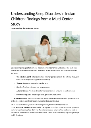 Understanding Sleep Disorders in Indian Children: Findings from a Multi-Center S