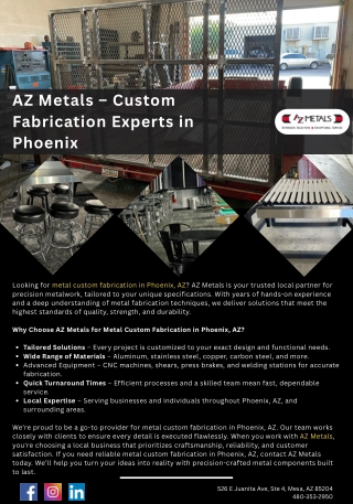 AZ Metals – Custom Fabrication Experts in Phoenix