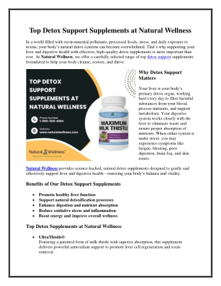 Top Detox Support Supplements at Natural Wellness