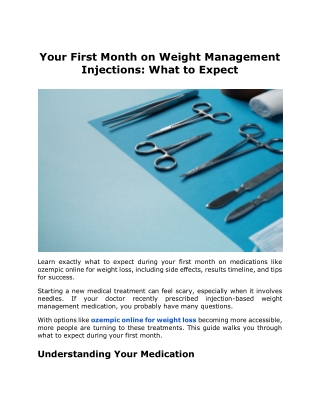 Your First Month on Weight Management Injections What to Expect