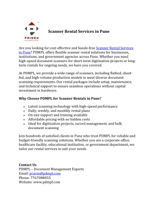 Scanner Rental Services in Pune