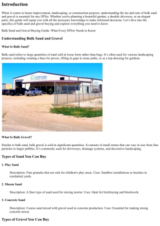 Bulk Sand and Gravel Buying Guide: What Every DIYer Needs to Know