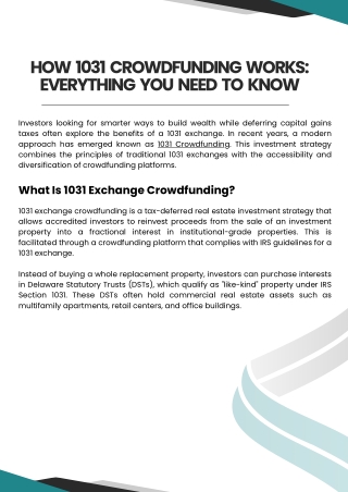 How 1031 Crowdfunding Works Everything You Need To Know