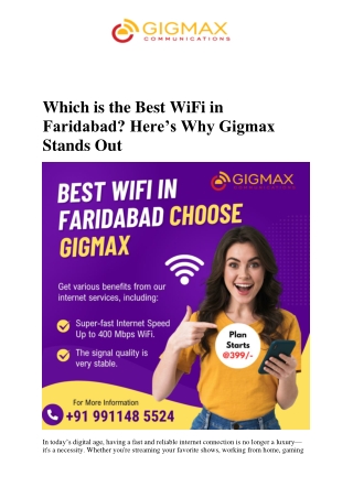 Which is the Best WiFi in Faridabad Here’s Why Gigmax Stands Out