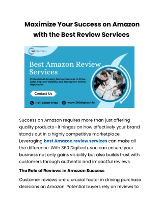 Top Benefits of Using Best Amazon Review Services