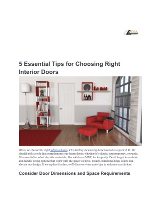 5 Essential Tips for Choosing Right Interior Doors-USADistributor