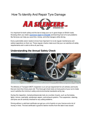 How To Identify And Repair Tyre Damage