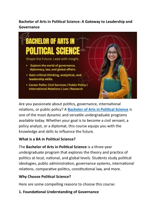 Bachelor of Arts in Political Science