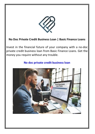 No Doc Private Credit Business Loan Basic Finance Loans